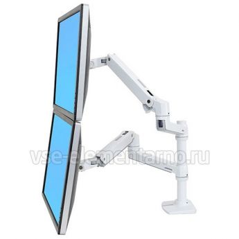 Кронштейн Ergotron 45-492-216, LX Dual Stacking Arm, белый