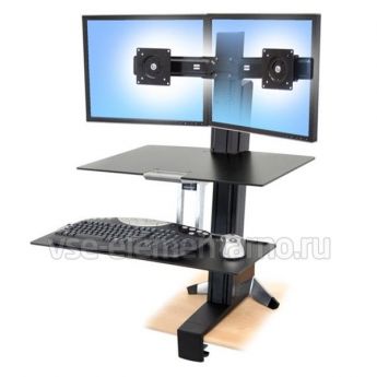 Рабочее место Ergotron 33-349-200, WorkFit-S, Dual Monitor Worksurface+