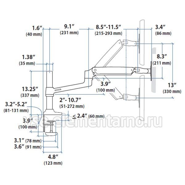 Kronshtejn Ergotron 45 295 026 Lx Desk Mount Lcd Arm Tall Pole