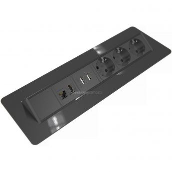 Розеточный блок Kondator 935-F400B, выдвижной, чёрный