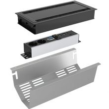 Розеточный блок Kondator 935-K44CB, встраиваемый, чёрный