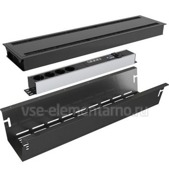 Розеточный блок Kondator 935-K46DB, встраиваемый, чёрный