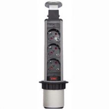 Розеточный блок Mebax G10503S-SLV, выдвижной, серебристый