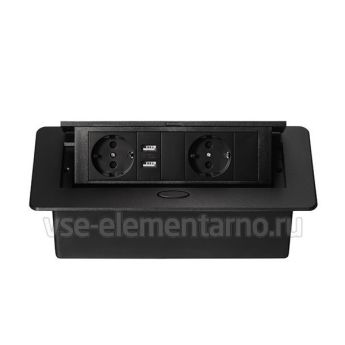 Розеточный блок Mebax MX-226(O)-USB/BK/CB (серия 226), выдвижной, чёрный