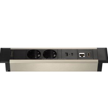 Розеточный блок Mebax G4102T-2AC1H1R-B (серия 47T), встраиваемый, чёрный