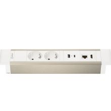 Розеточный блок Mebax G4102T-2AC1H1R-W (серия 41T), встраиваемый, белый