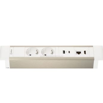 Розеточный блок Mebax G4102T-2AC1H1R-W (серия 41T), встраиваемый, белый