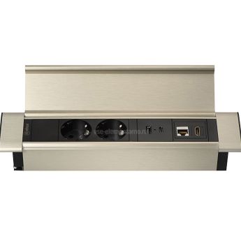 Розеточный блок Mebax G4102Q-2AC1H1R-B (серия 41P), встраиваемый, чёрный