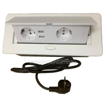 Розеточный блок Mebax MX-226(O)-USB/Wht/CB (серия 226), выдвижной, белый