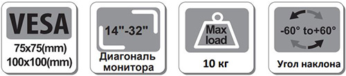 Характеристики кронштейна Wize WDM3-26